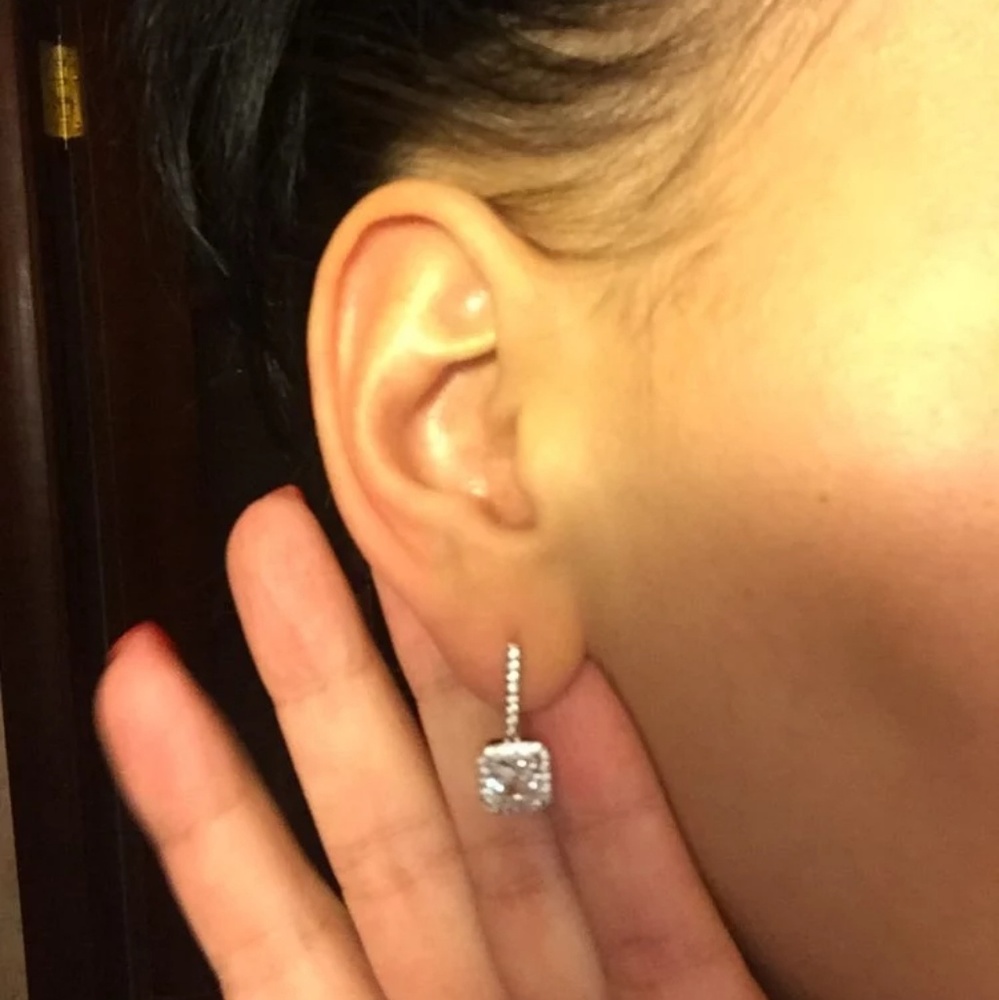 New arrival. Silver earrings with cubic zirconia. - Picture 5 of 6